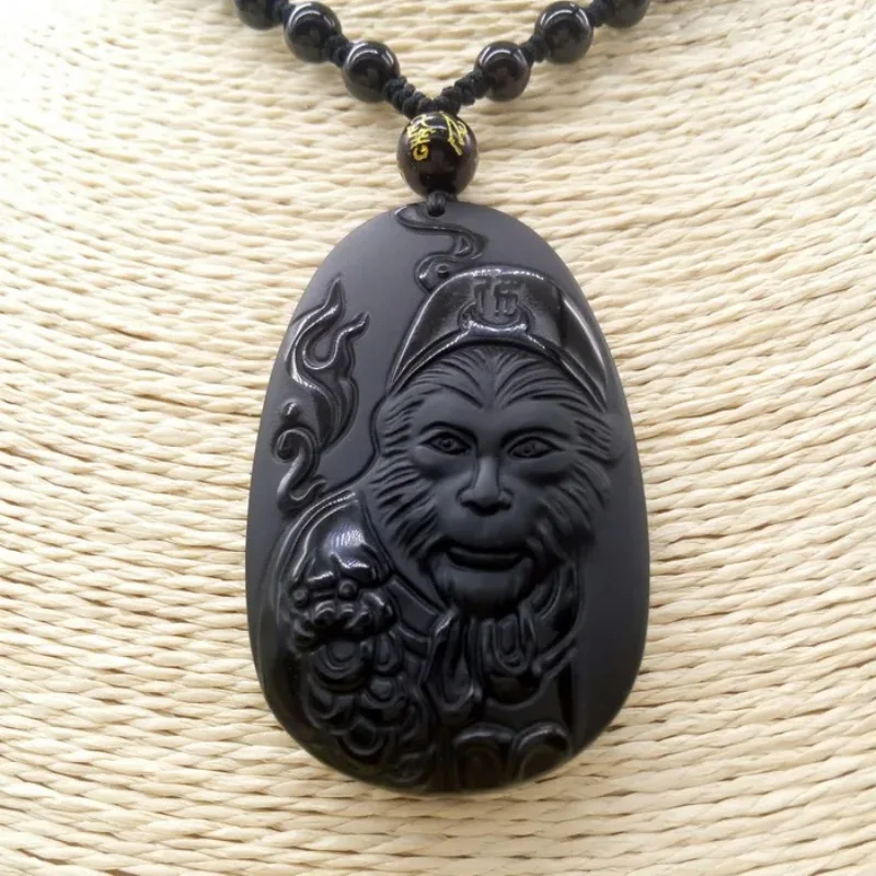 Men Accessories For Hand - Ossidiana naturale Sole WuKong Ciondolo Collana