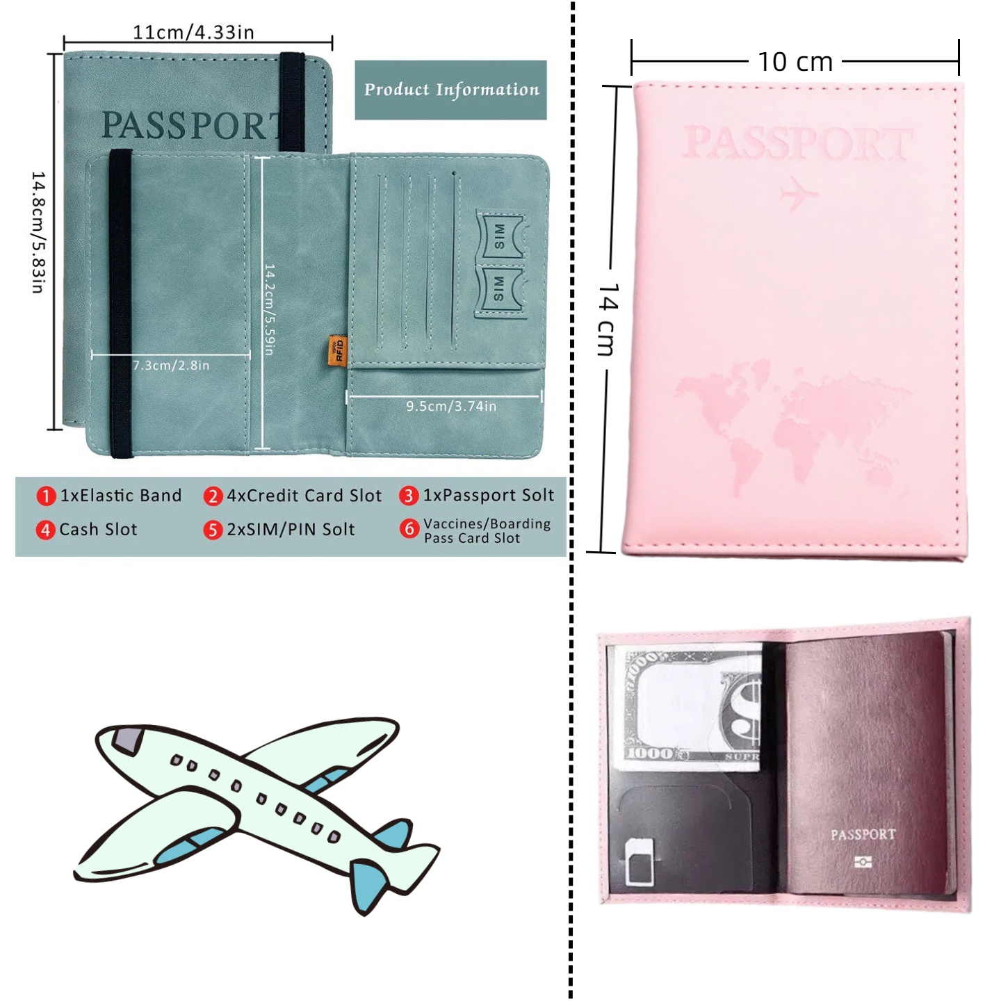Men'S Accessories Wallet - Porta Passaporto Vintage RFID per Donna