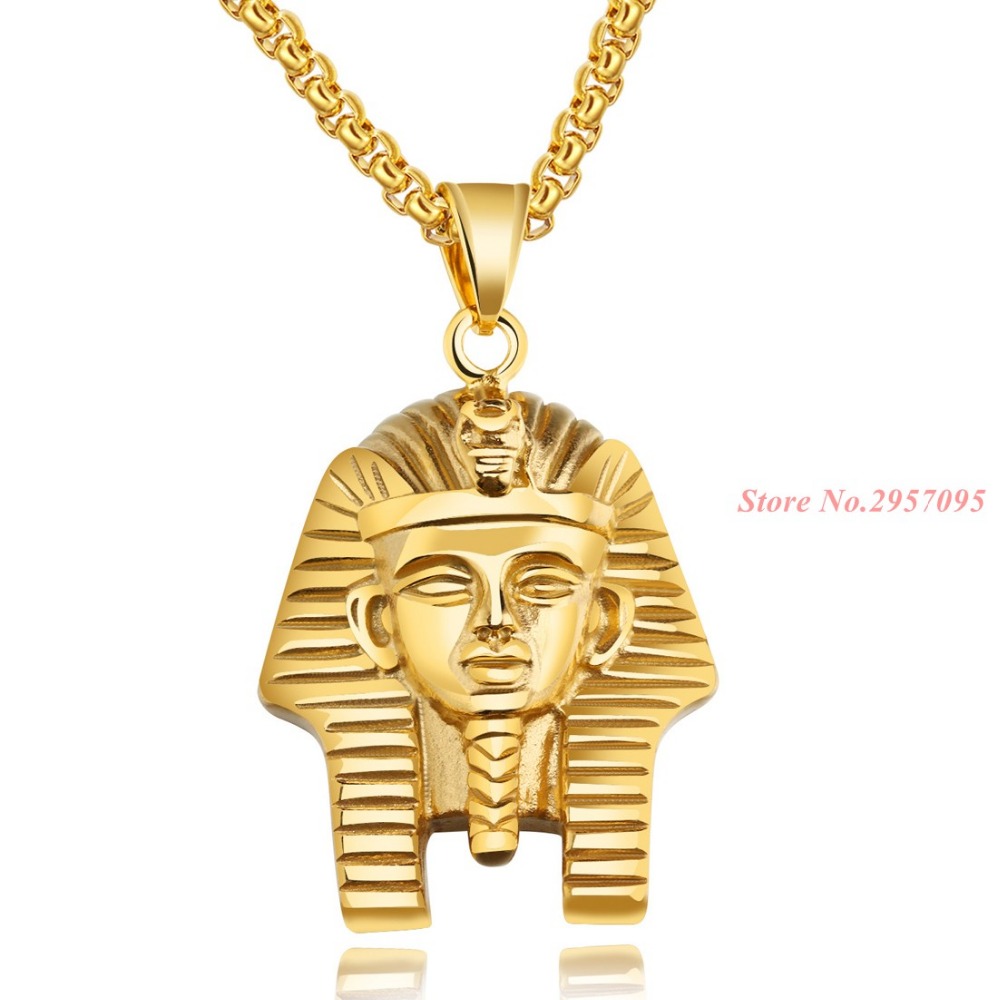 Men'S Accessories Jewelry Egypt - Faraone egiziano Pendente Dell'annata Dell'oro Dell'acciaio